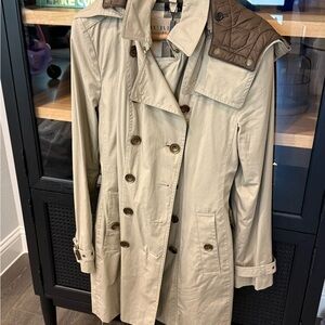 Burberry Beige Trench Coat with Quilted Brown Shoulder Panel - Women's Jacket
